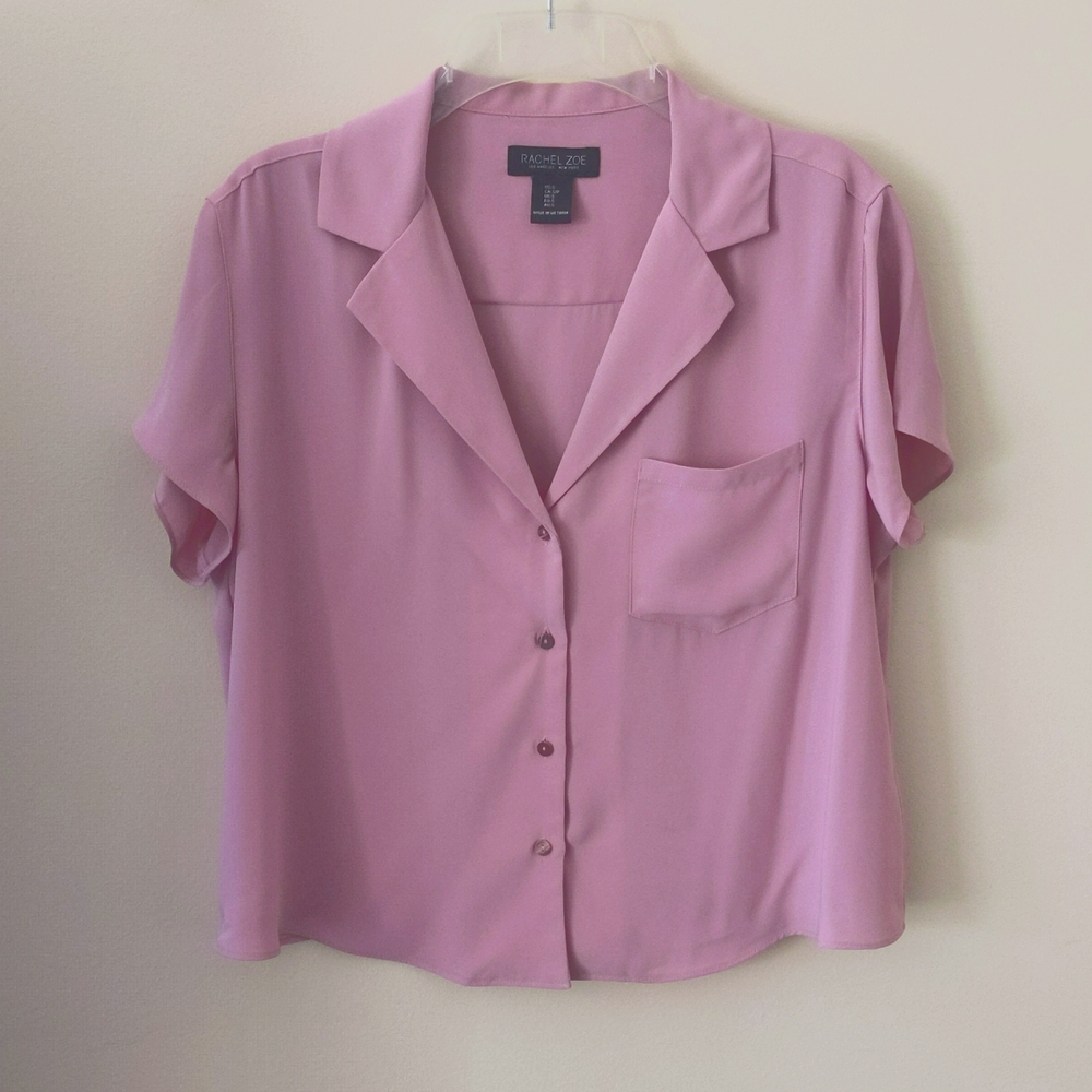 Rachel Zoe Boxy Pink Short Sleeve Button Down - Small